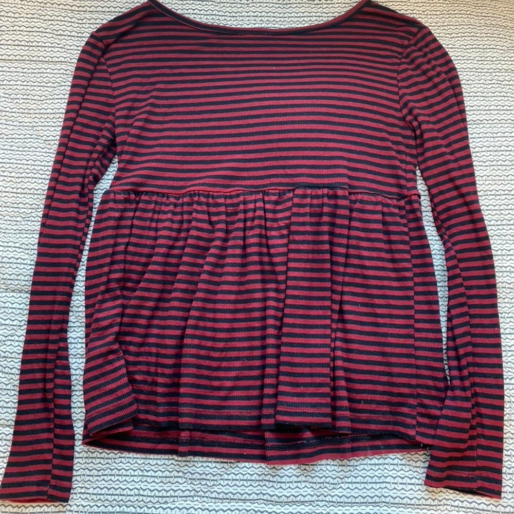 Urban Outfitters Striped Long Sleeve Babydoll Shirt